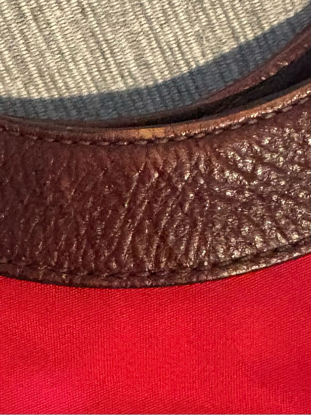 Kate Spade Vintage -Red Luxury Nylon Satchel with Brown Leather Trim and Handles - Picture 6 of 11